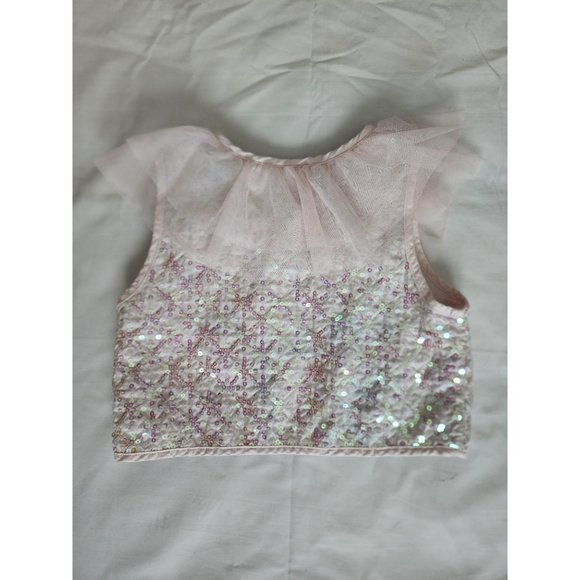 Disney Kids Girls Organza Lace Sequins Sleeveless Cardigan Light Pink Size 9/10 - Picture 3 of 8
